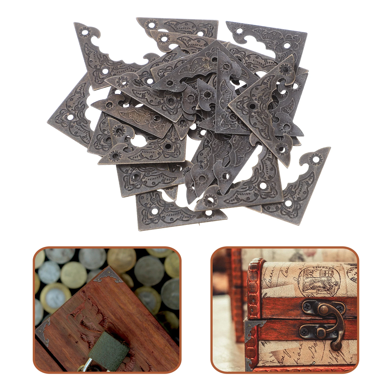 

100pcs Decorative Corner Protectors Metal Vintage Edge Guards For Wooden Boxes Furniture Jewelry Box Corner Covers Rustic