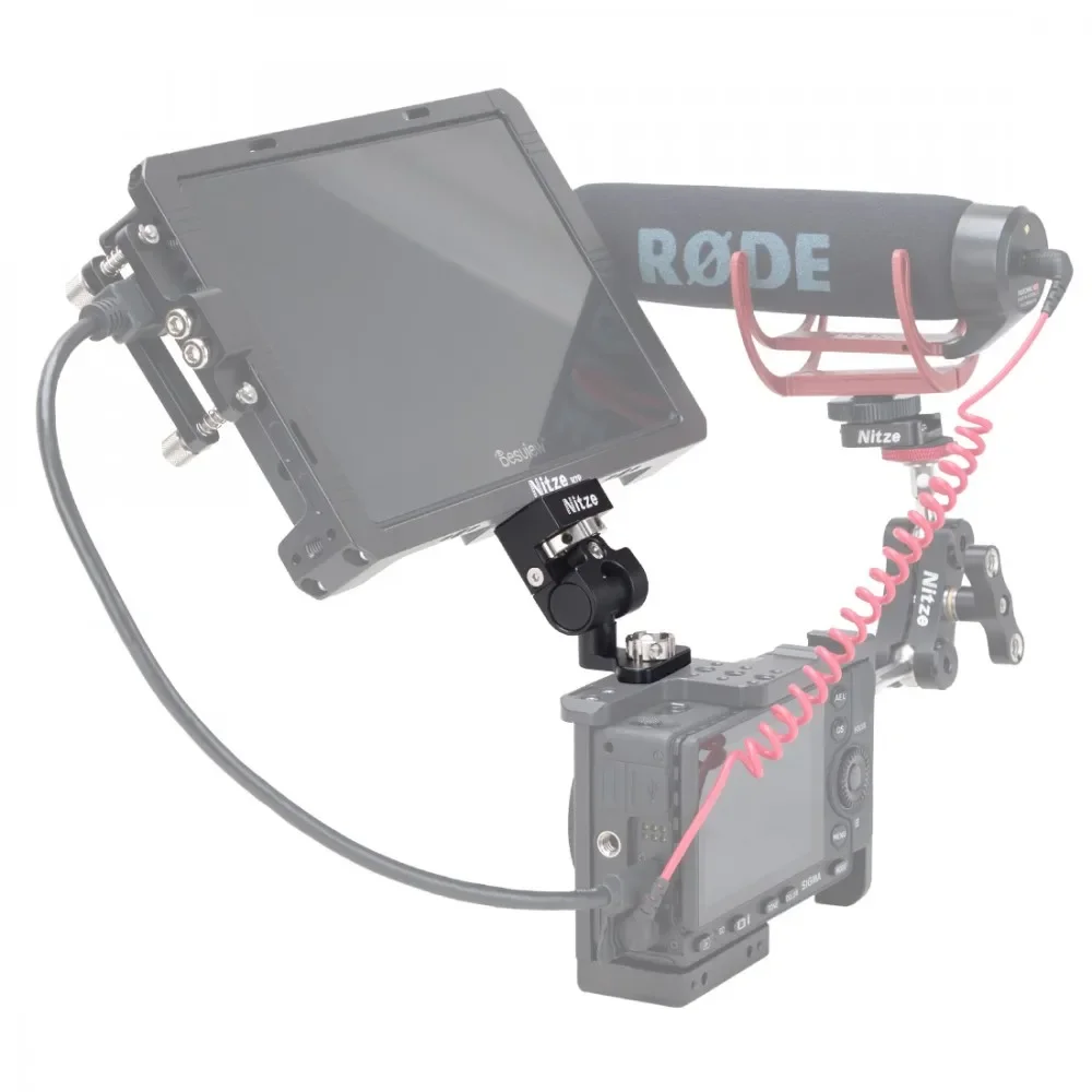 Nitze Monitor Mount Holder N54-G4 3/8” to 1/4”-20 Screw with Locating Pins for DSLR Cage Rig