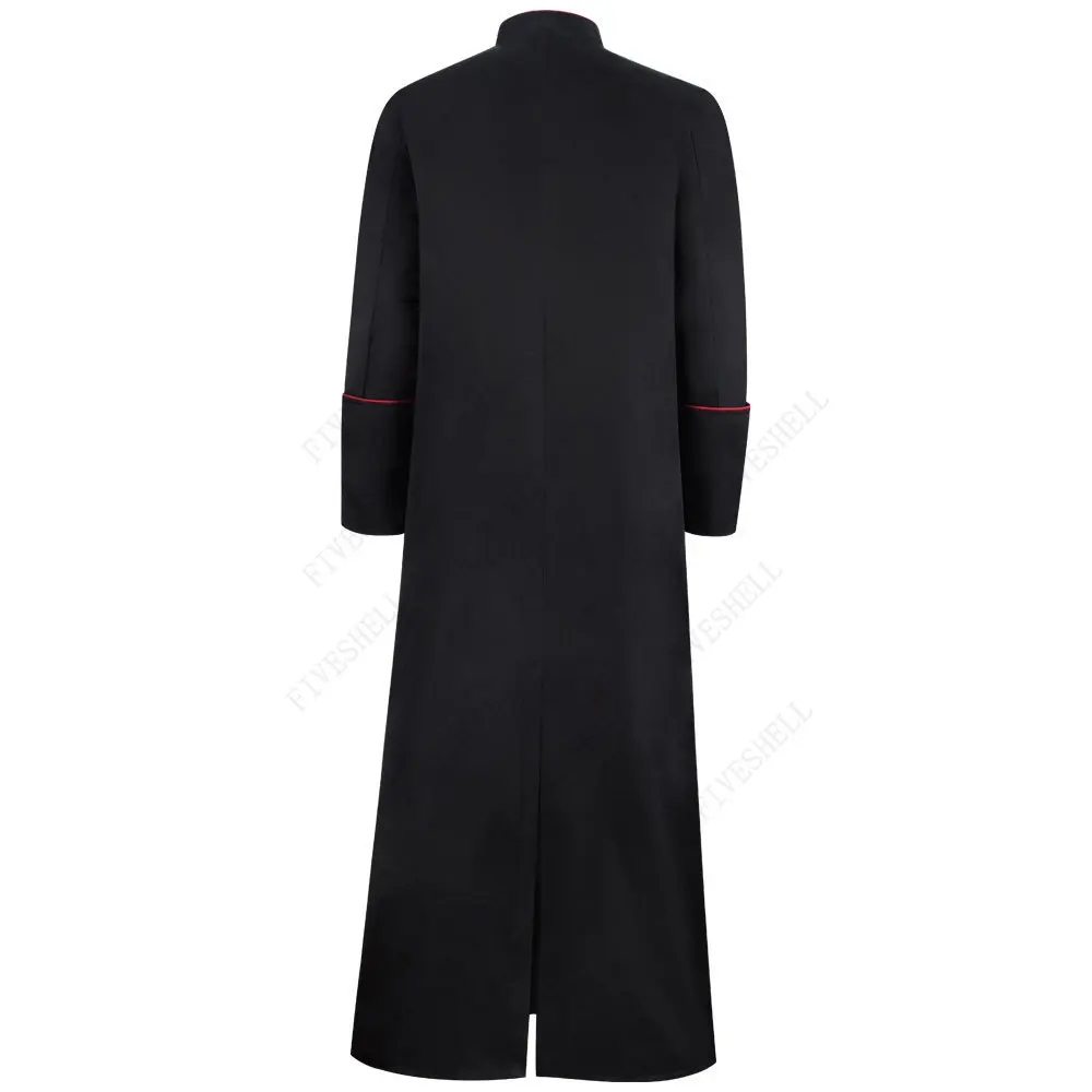 Kirche Priester Trench Jacke Soutane Geistliche Robe Prediger Männer liturgische Reinheit Stand Kragen einreihige Büro uniform