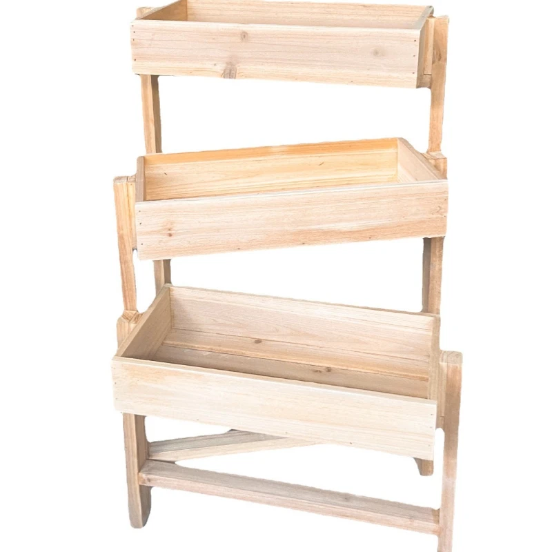 

Retro old flower stand, living room indoor multi-layer solid wood balcony floor-to-ceiling ladder succulent plant wooden flower