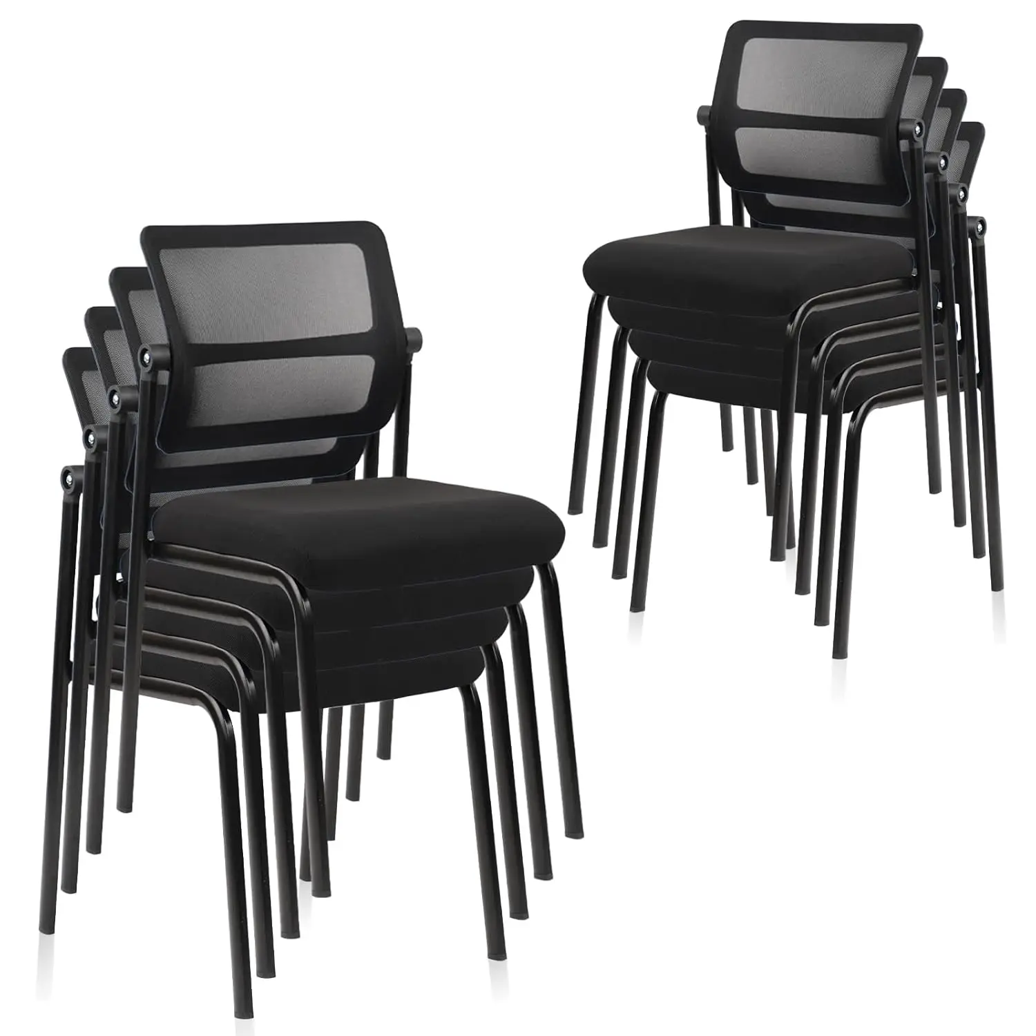 Stacking Armless Office Chair With Adjustable Backrest, Stackable Mesh Guest Reception Desk Chairs With Ergonomic Lumbar Support