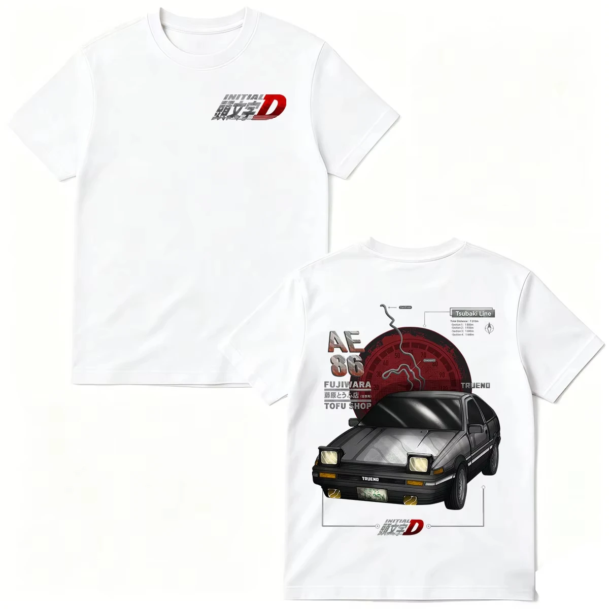 Anime Initial D AE86 Racing Car T-shirt Takumi Fujiwara Tofu Shop Men's Women Fashion T-shirts pure Cotton Short Sleeves T Shirt