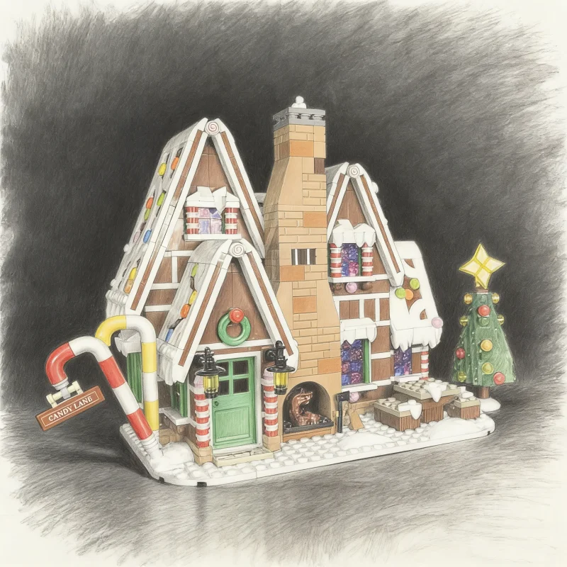 10267 Casa de jengibre navideña, modelo de invierno, regalo de vacaciones de pan de jengibre, 1477 Uds., juguete educativo de ladrillo para niños