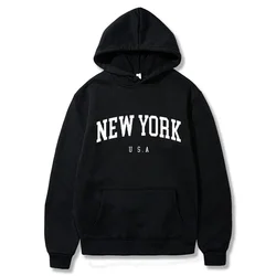 Masculino feminino nova york eua cidade hoodies moda carta impressa moletom gráfico solto casual harajuku com capuz pulôver sportwear