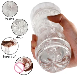 Male Masturbator Cup Transparent Jelly Soft Pussy Real Vagina Glans Sucking  Male Masturbator Adult Endurance Exercise Sex Toys