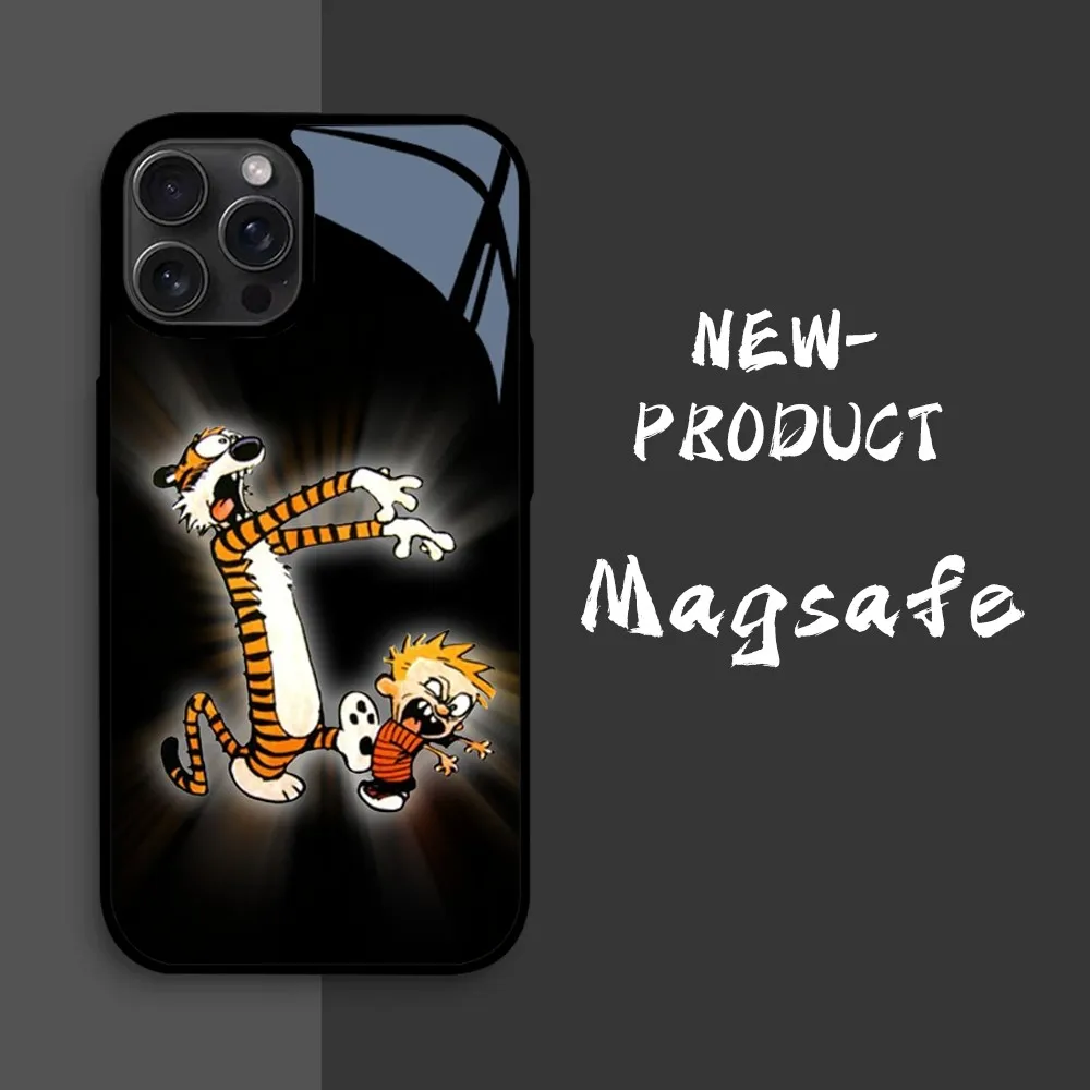 Cartoon C-Calvin And H-Hobbes Phone Case For iPhone16 15 14 13 12 11 Pro Xs Max Mini XR X 7 8 Plus luxury Mirror Hard Funda