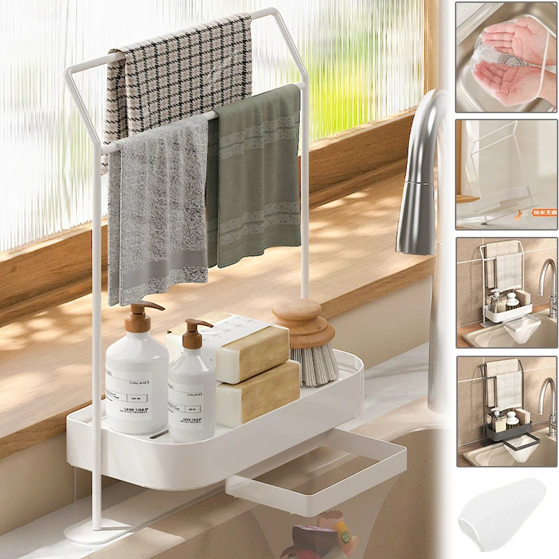 

1PC Portable Durable Self-draining Kitchen Dishcloth Drain Rack Sponge Holder Scouring Pad Storage Rack Kitchen Utensil