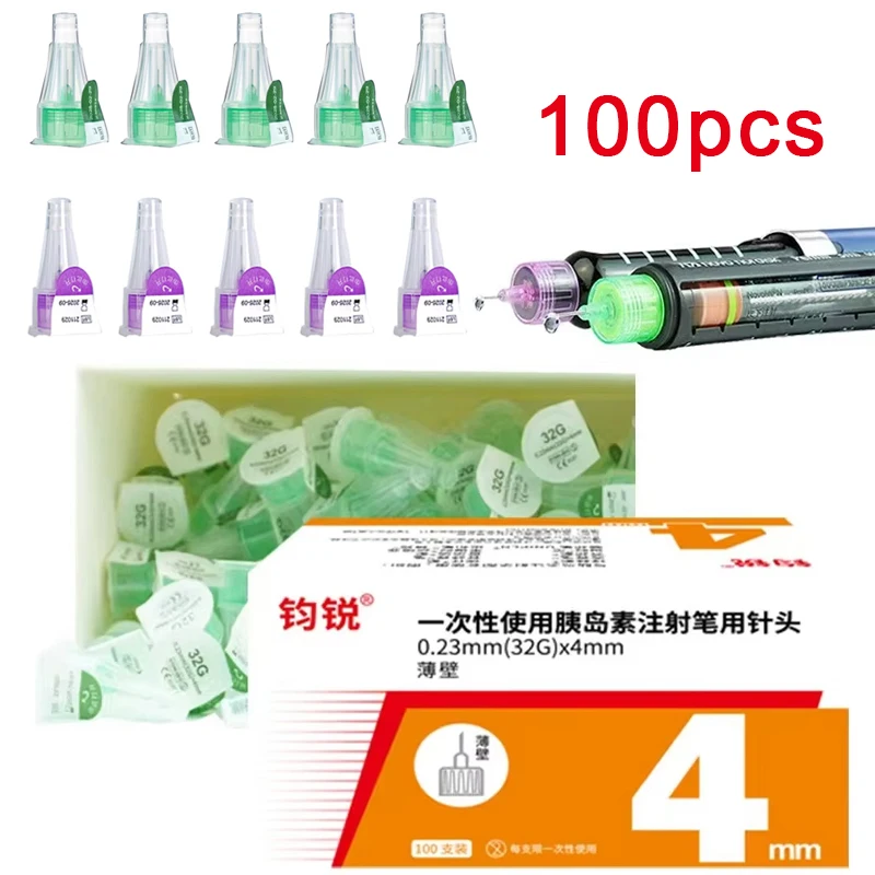 Paquete de 100 Agujas para Pluma de Inyección de Insulina 32G 31G, Cartuchos de Insulina para Pluma Mágica, Pluma de Inyección de Insulina Lilly