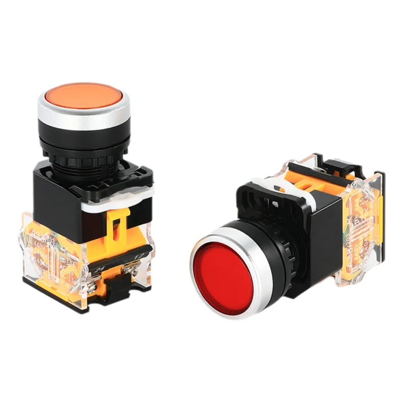 ON-OFF Momentary/Latching Push Button Switch 22mm 4 Screws Circular Small Size Flat Round Panel Cutout LA38-11BN LA38-11BNZS