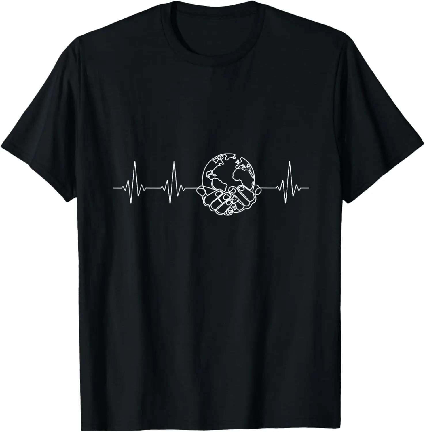 Save The Planet Heartbeat on World Earth Day Environmental T-Shirt Individuality Funny Shirt Print on Demand Ropa Hombre