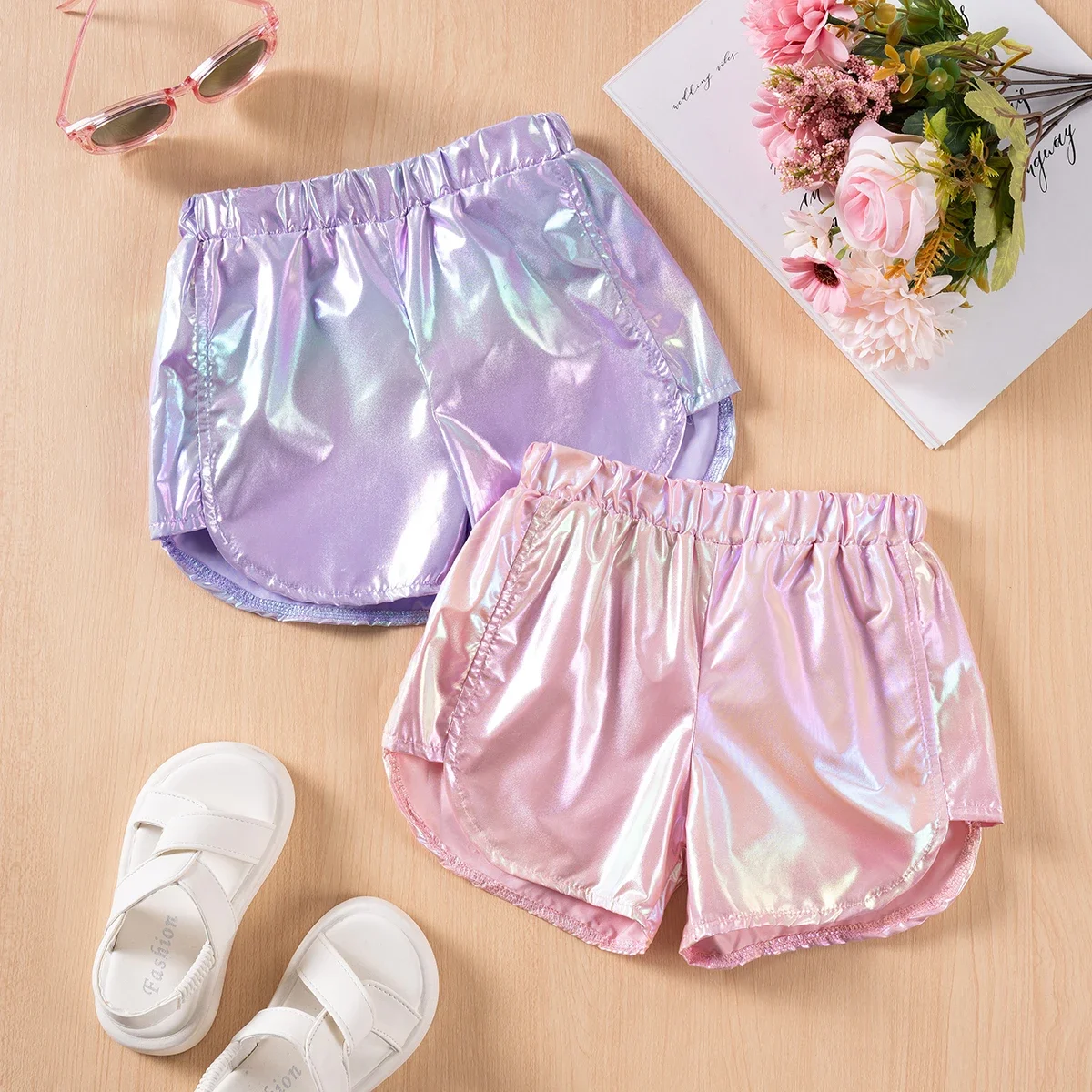 Summer New Solid Color Girl Shiny Shorts Shallow Thin Fashion Cute Shorts Girl Shorts Wholesale