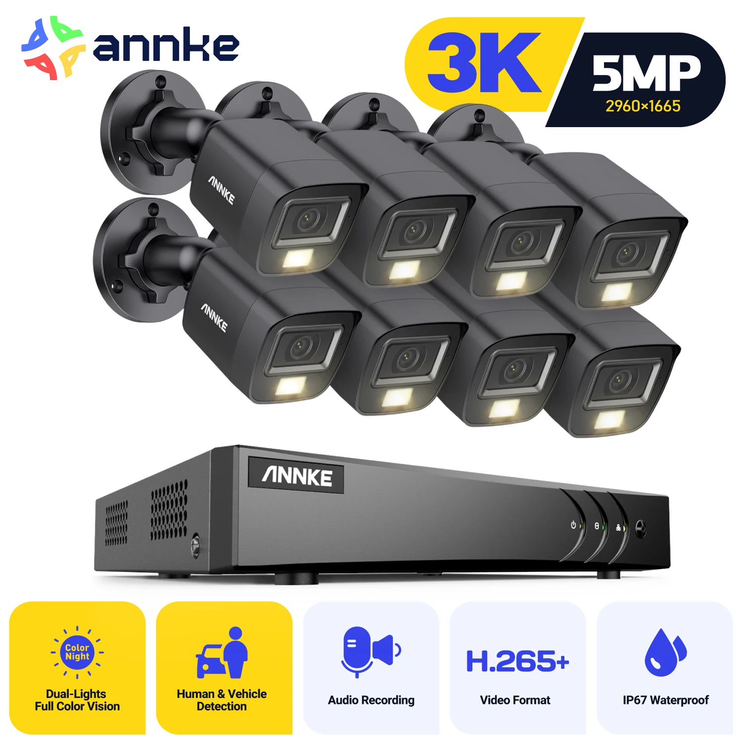 ANNKE H265 5MP Security Camera System with Night Vision