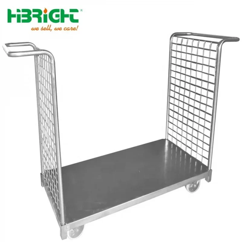 custom.Heavy Duty Six Wheel Warehouse Logistic Turnover Double Handle 3 Layer U Boat Platform Warehouse Trolley