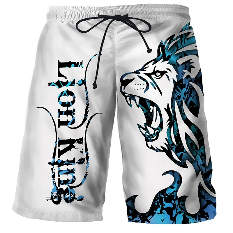 3D Printed Tiger Lion Pig Bear Short Pants For Men Fun Animal Pattern Swim Trunks Hawaiian Casual Street Surfing Beach Shorts