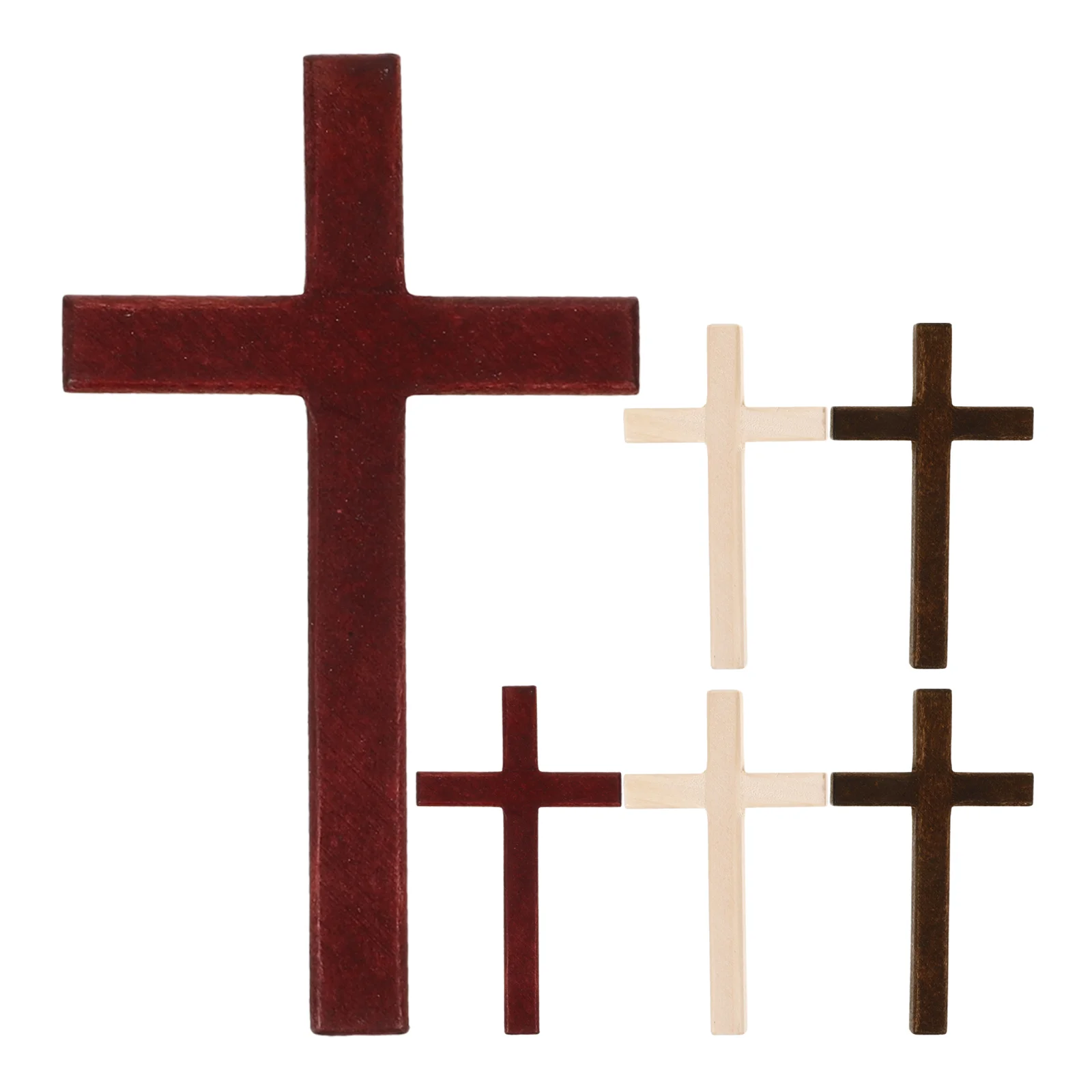 6 Pcs Cross Decorations Theme Party Adornment Small Shaped Adornments Wood Christian Ornamentation Wooden Prayer