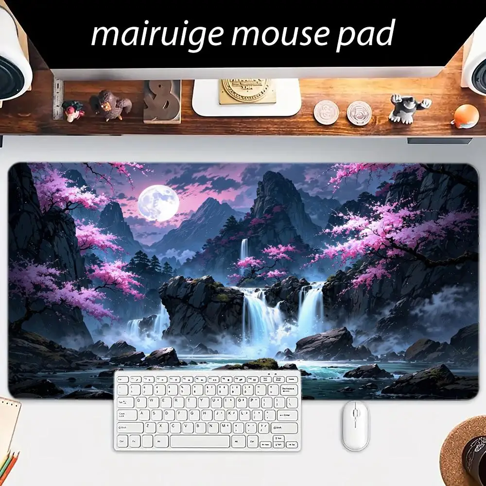 

Коврик для мыши с пейзажной живописью, большой коврик для компьютерной офисной игры, настольный коврик XXL, резиновые противоскользящие прошитые коврики для клавиатуры, длинные настольные коврики