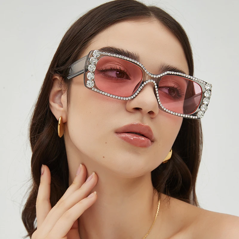 2024 New Style Frame Sunglasses, Fashionable And Individual Square Diamond-encrusted Women Street Style Glasses