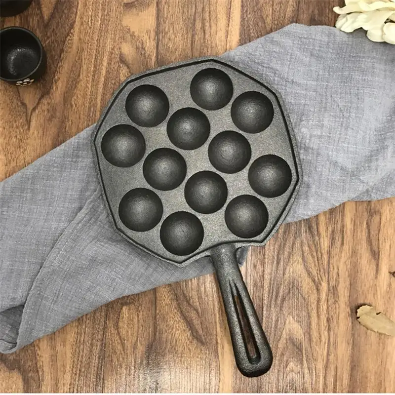 

12 Cavities Takoyaki Maker Grill Pan Molds Cast Iron Octopus Ball Plate Non-stick Baking Forms Mold Tray Kitchen Cooking Tools