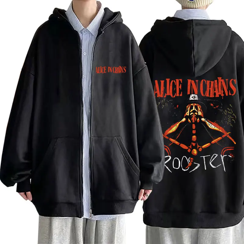 

Rock Band Alice in Chains Dirt Rooster Zipper Hoodie Men Women Gothic Punk Streetwear Male Vintage Fleece Cotton Zip Up Jacket