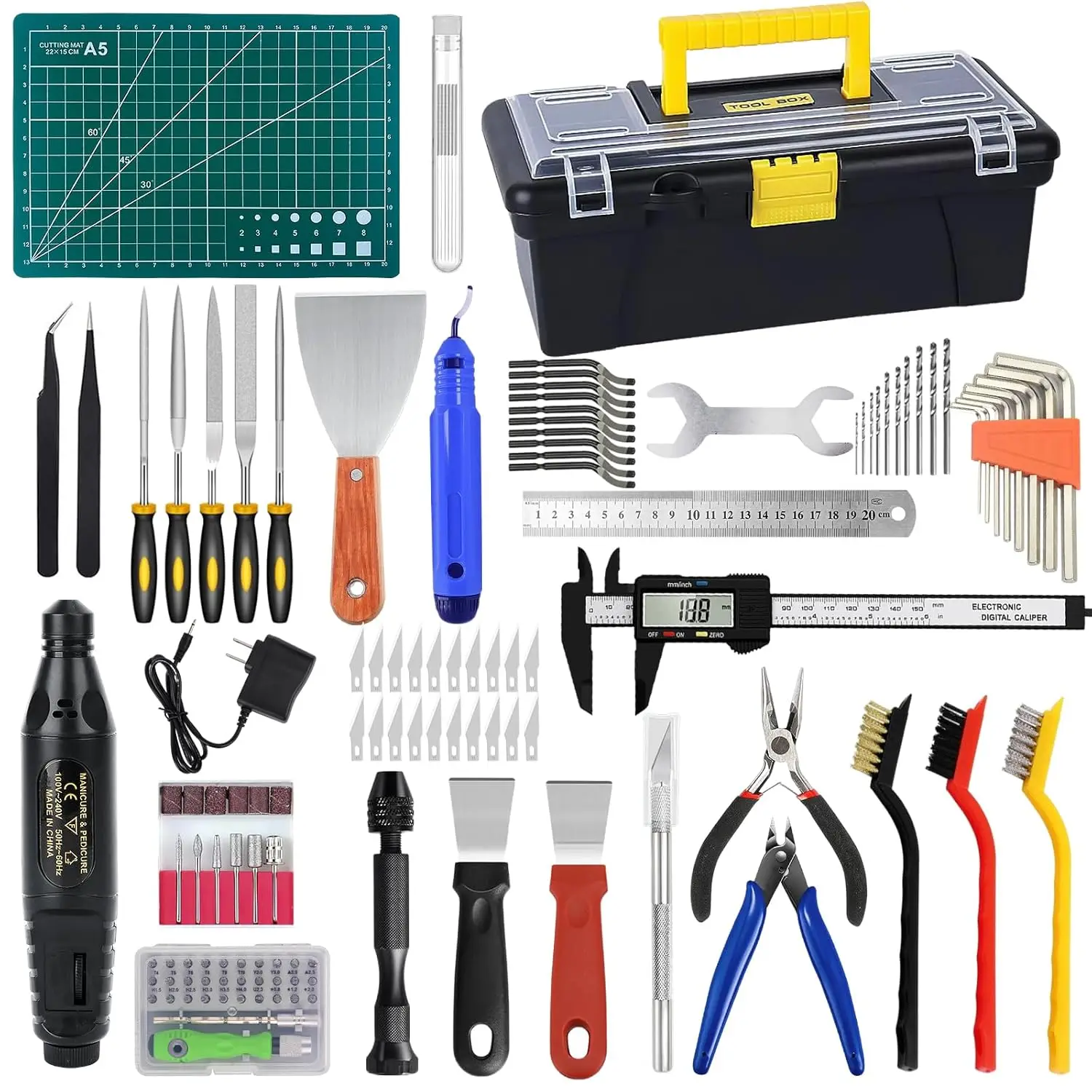 

135PCS 3D Printer Tools & Accessories Kit, 3D Printing Tool Set with Tool Box, Nozzle Cleaning Kit, Deburring Tool, Sanding