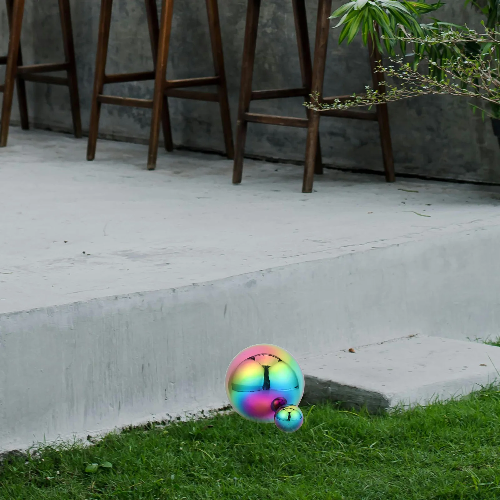 

2pcs Stainless Steel Reflective Gazing Ball Hollow Colorful Hanging Sphere For Garden Lawn Decor Outdoor Indoor Polished Mirror
