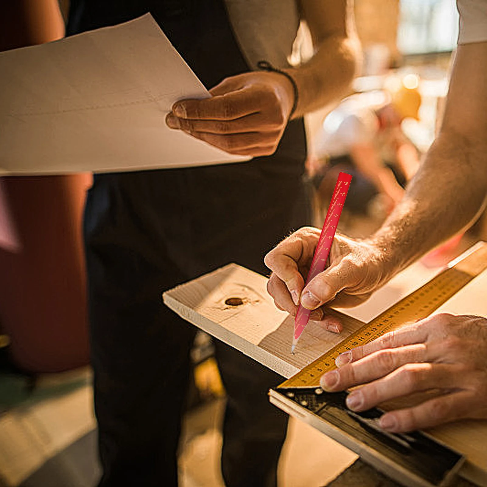 

1Set Red Carpenter Pencil Set Industrial Marking Tool Durable Construction Carpenter Pencil Sharpener Adjustable Woodworking