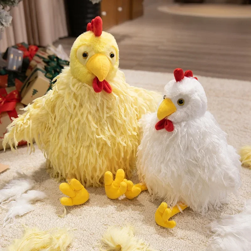 

Funny Cartoon Chicken Plush Toys Soft Fluffy Long Feathers Chicken Doll Cute Lively Children Teaching Props Funny Xmas Gift
