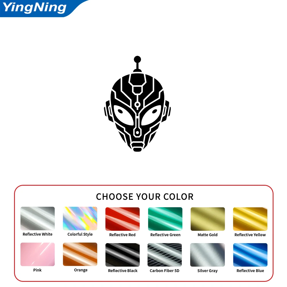 Cyber Alien Robot Face Car Decal Vinyl Sticker Waterproof Universal Auto Window Body Bumper Sci Fi Exterior Decoration Graphic