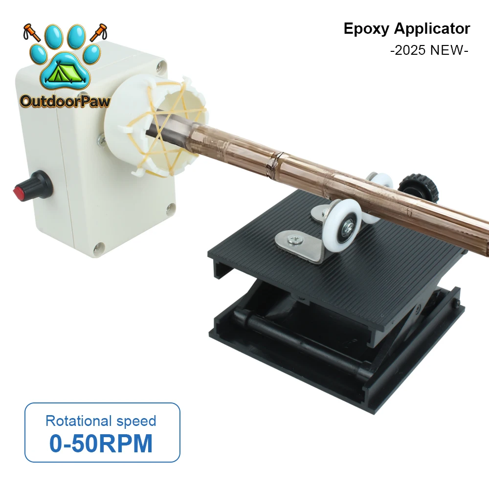 DIY Fishing Rod Winding Equipment Adjustable 0-50RPM Wire Wrapping Machine Fishing Rod Epoxy Resin Coating Machine