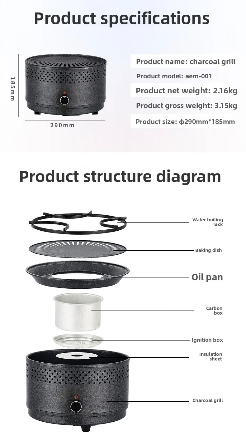 Outdoor camping barbecue grill Tea barbecue pot Household indoor stove Charcoal fire