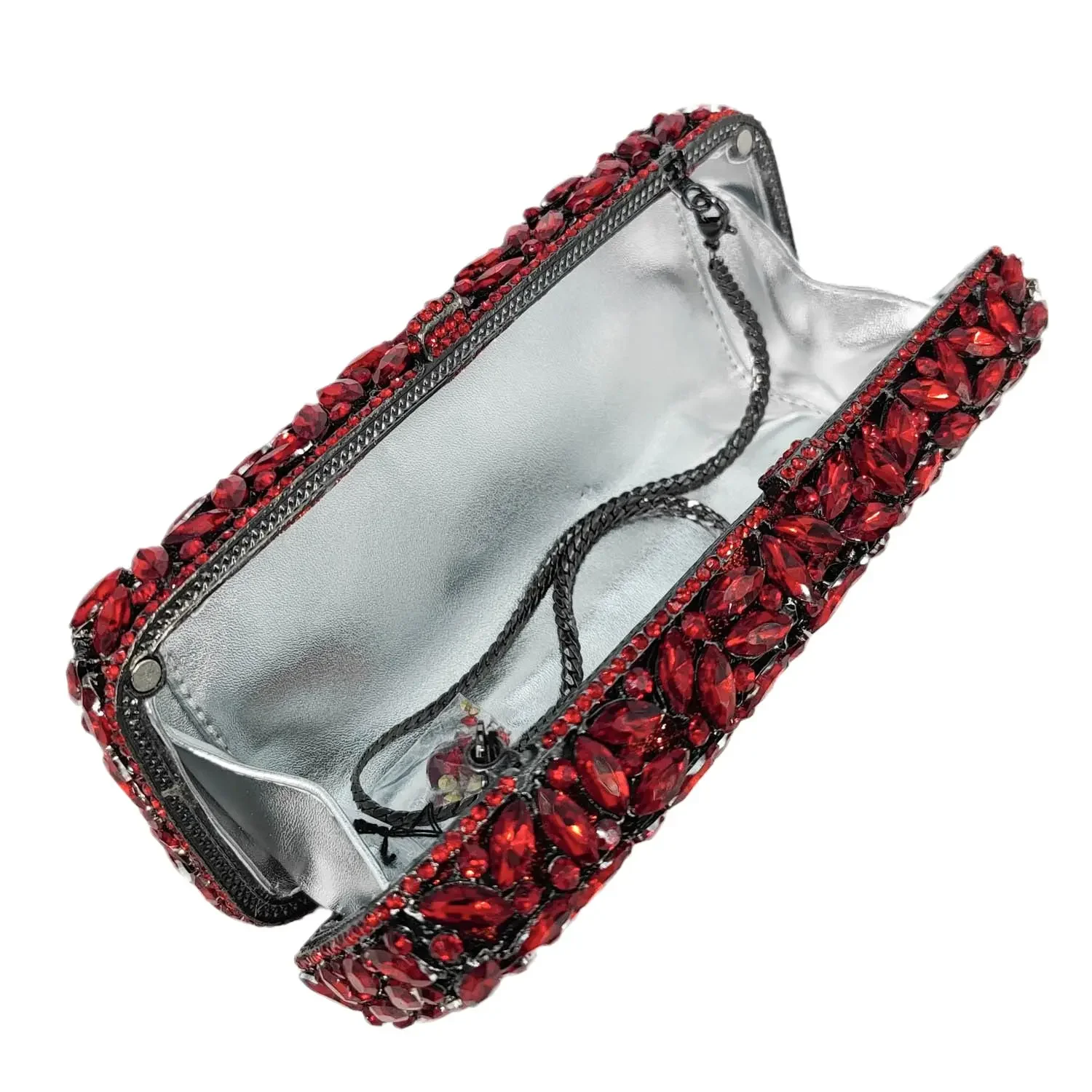 Boutique De FGG Luxury Women Red Crystal Clutch Evening Bags Wedding Bride Rhinestone Clutch Bag Party Dinner Diamond Handbags