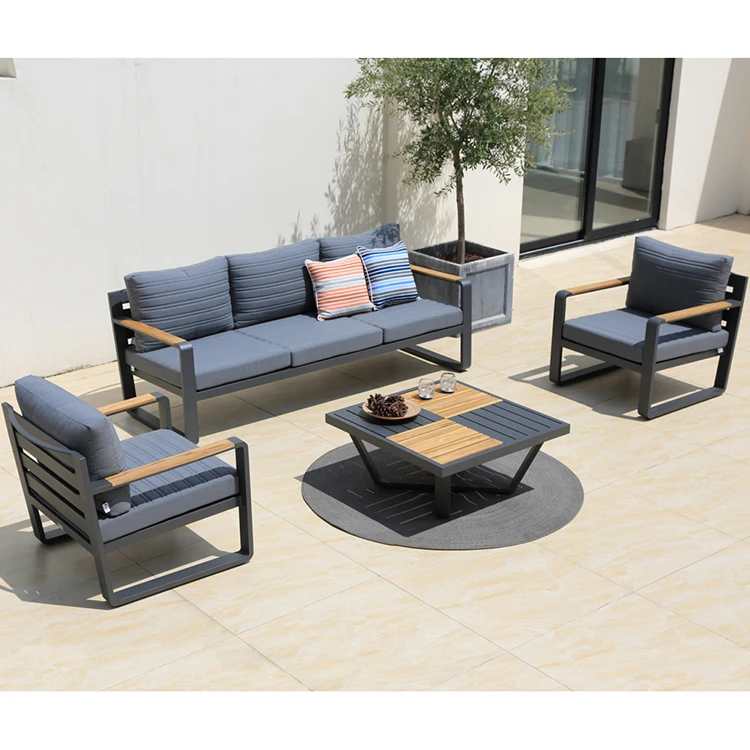 do- Portofino Aluminium Frame Wood Table Top Charcoal Garden Tables Wooden  Teak Modern Style