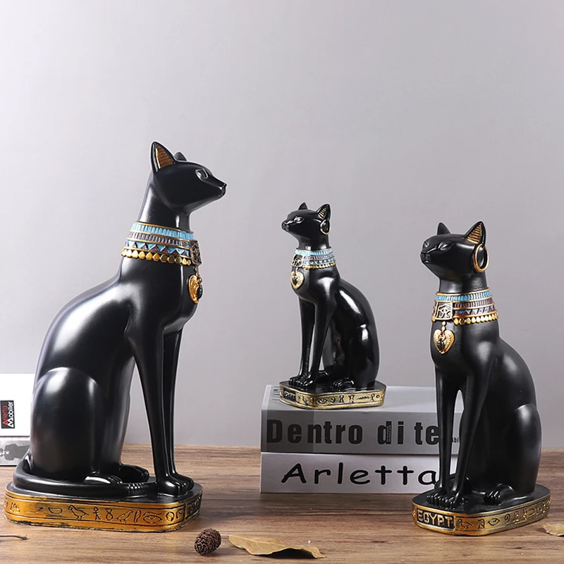 Resina Bastet Cat Crafts figurina di gatto egiziano scultura animale Home Office decorazione Desktop scultura astratta studio ornamento