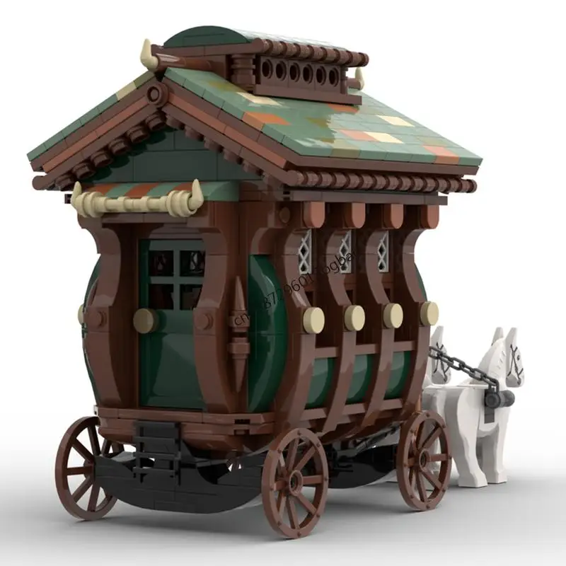 Novo 896 pçs moc europeu medieval vista de rua vagão casa castelo modelo blocos de construção diy ideias criativas crianças brinquedos presente aniversário