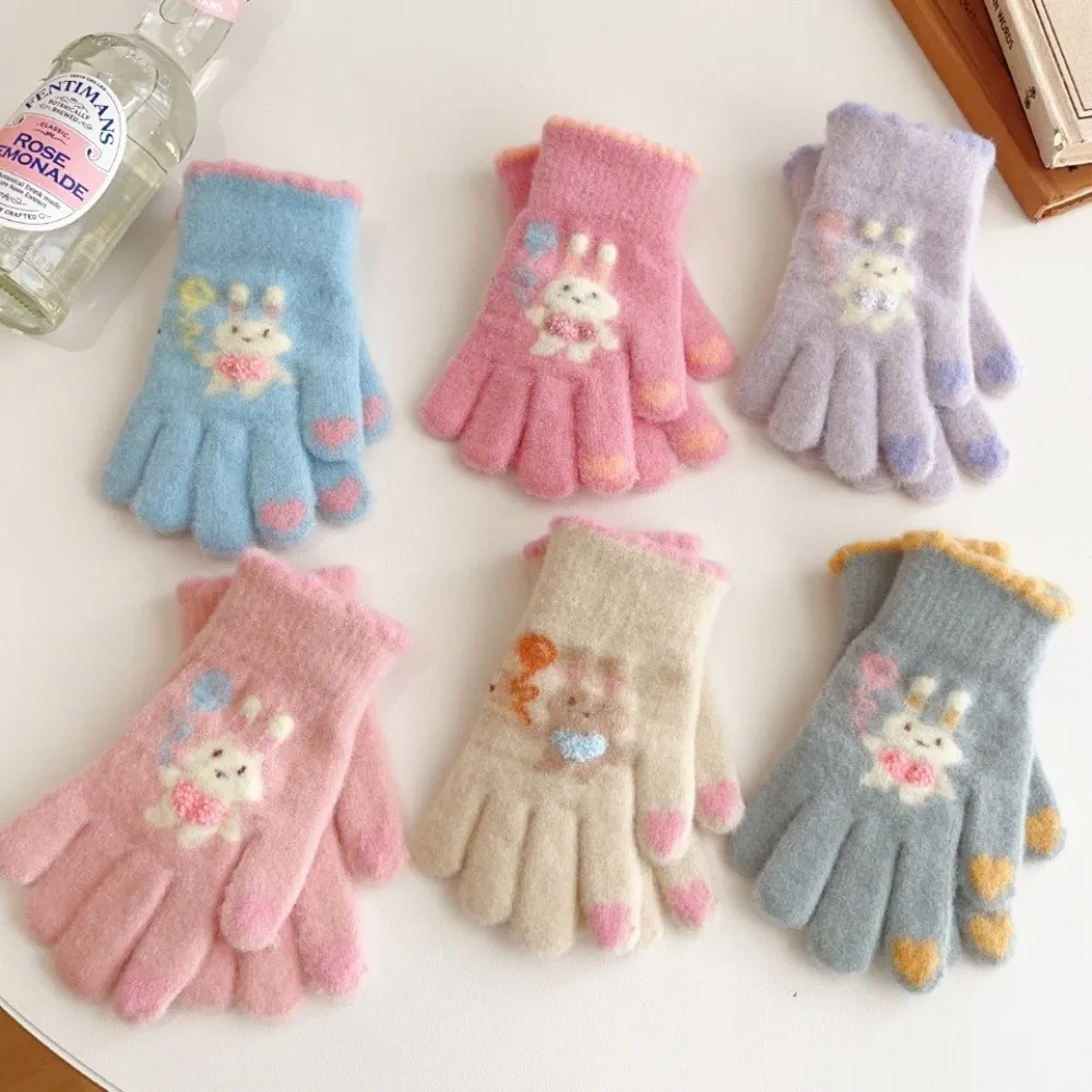 قفازات عصرية مقاومة للبرودة مقاومة للرياح، قفازات دافئة على شكل أرنب كرتوني لطيف، قفازات سميكة للأطفال