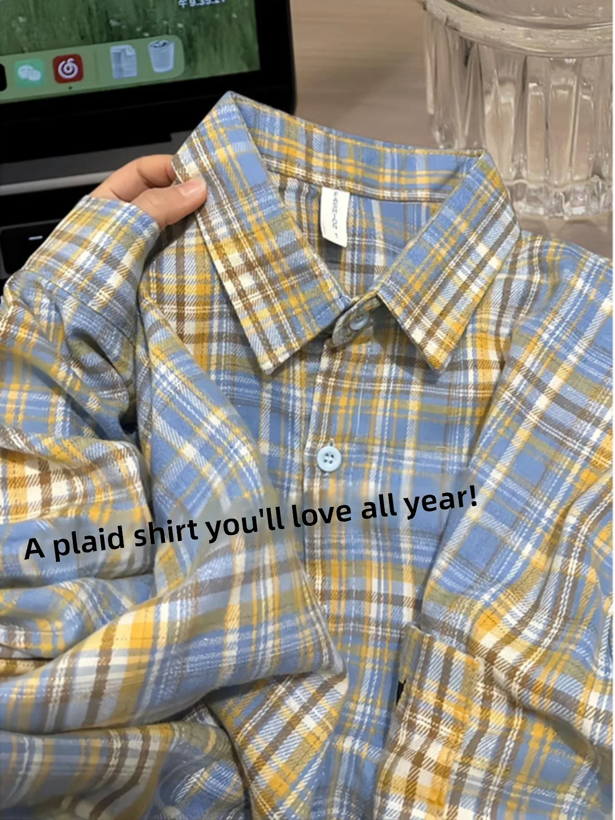 

Модная мужская клетчатая ледяная шелковая длинная све irt, летняя тонкая повседневная верхняя одежда, дышащая свободная посадка, полиэстер, хлопок, лиоцел