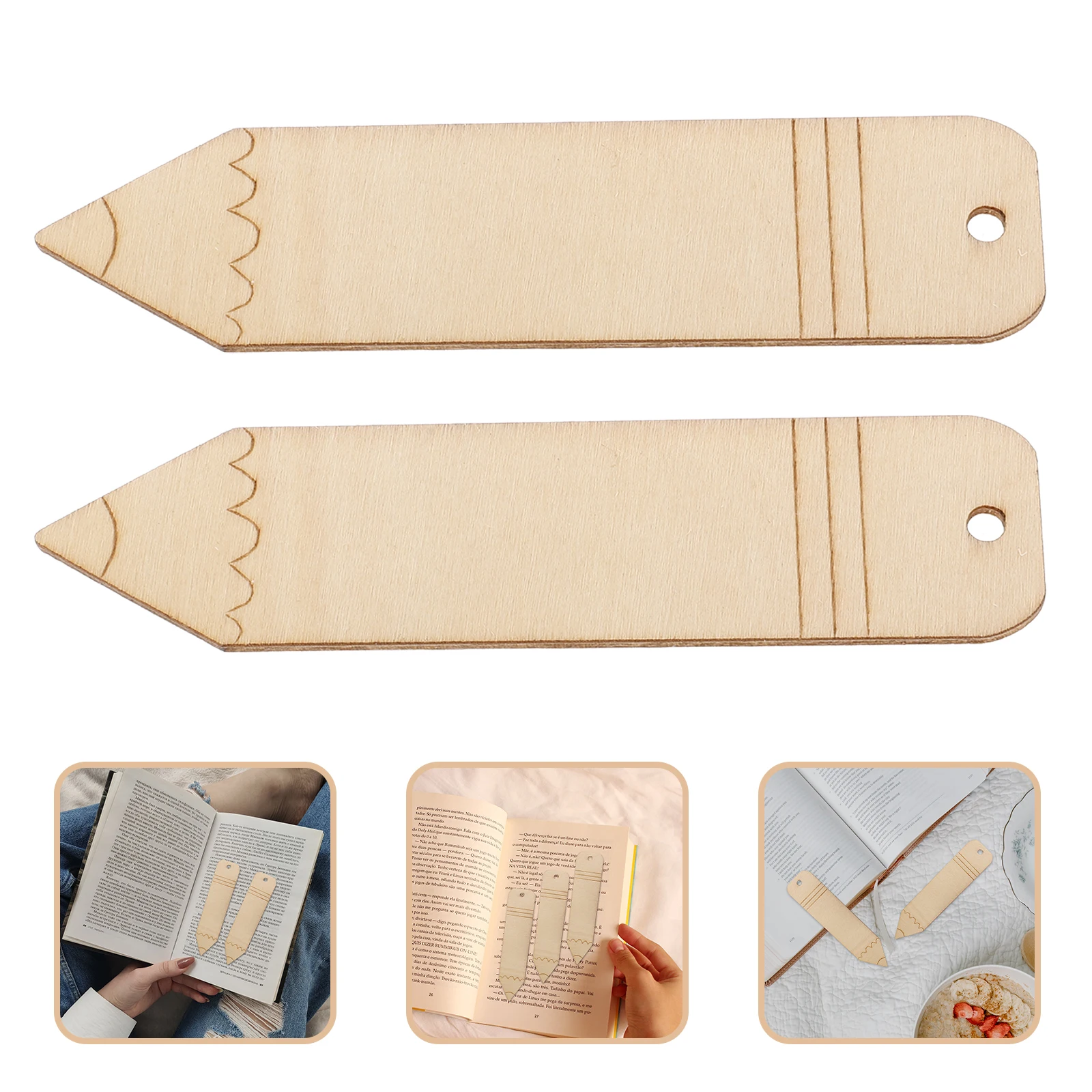 20pcs 나무 책갈피 빈 공예 Diy 선물 태그 장식을위한 미완성 나무 컷 아웃 독서 마커 작은 Diy 공예