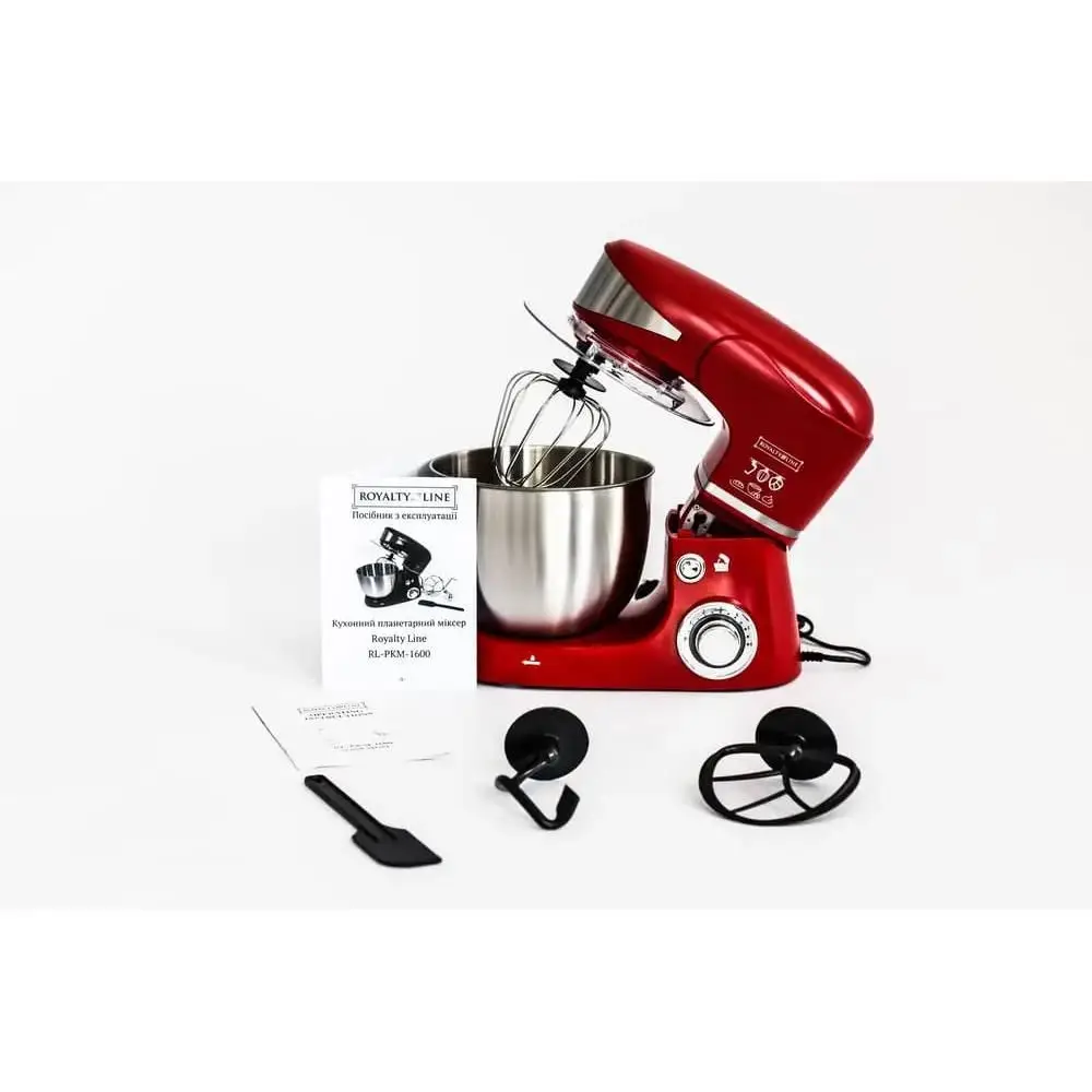 Batidora-Amasadora Royalty Line de 6 litros 1600W, NEGRO, ROJO, GRIS