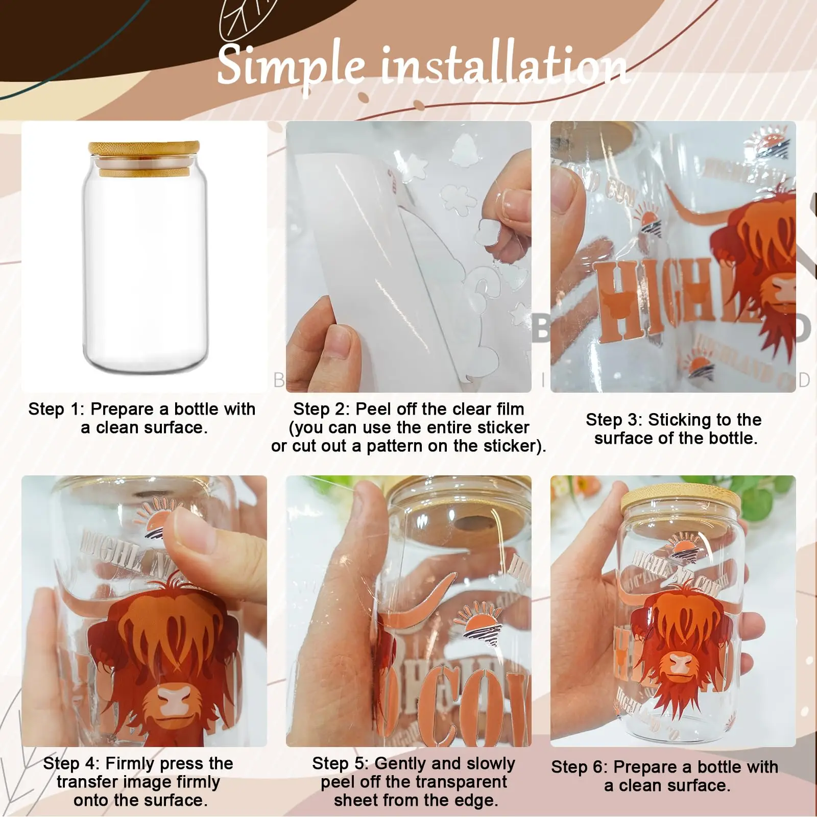 popular Cartoon Dollhouse series 16oz UV DTF 3D Transfers Sticker Decals cup Wraps For Glass Can Cup Craft DIY Gift Creative view 6