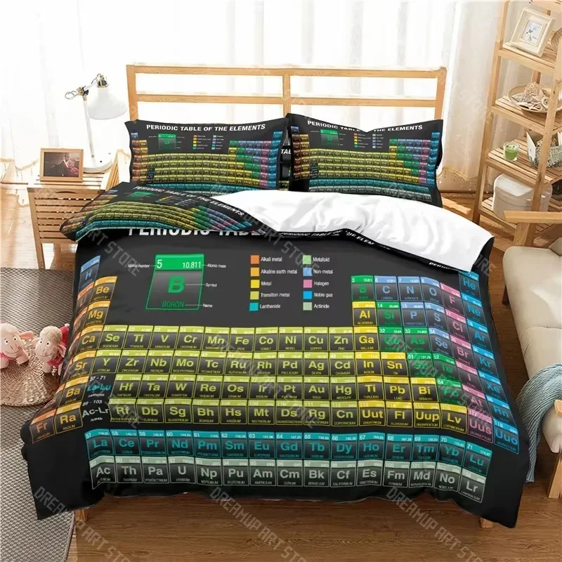 2026 Periodic Table Duvet Cover Set Chemical Elements Bedding Set Boys Girls Teaching Decor Duvet Covers Queen Comforter Cover S