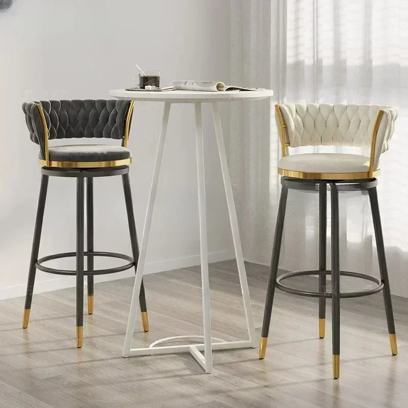 Taburete de cocina con barra giratoria, silla de manicura, taburetes altos, sillas de juegos, sillón de jardín, cuero, estilo nórdico, Metal, exterior, MQBY