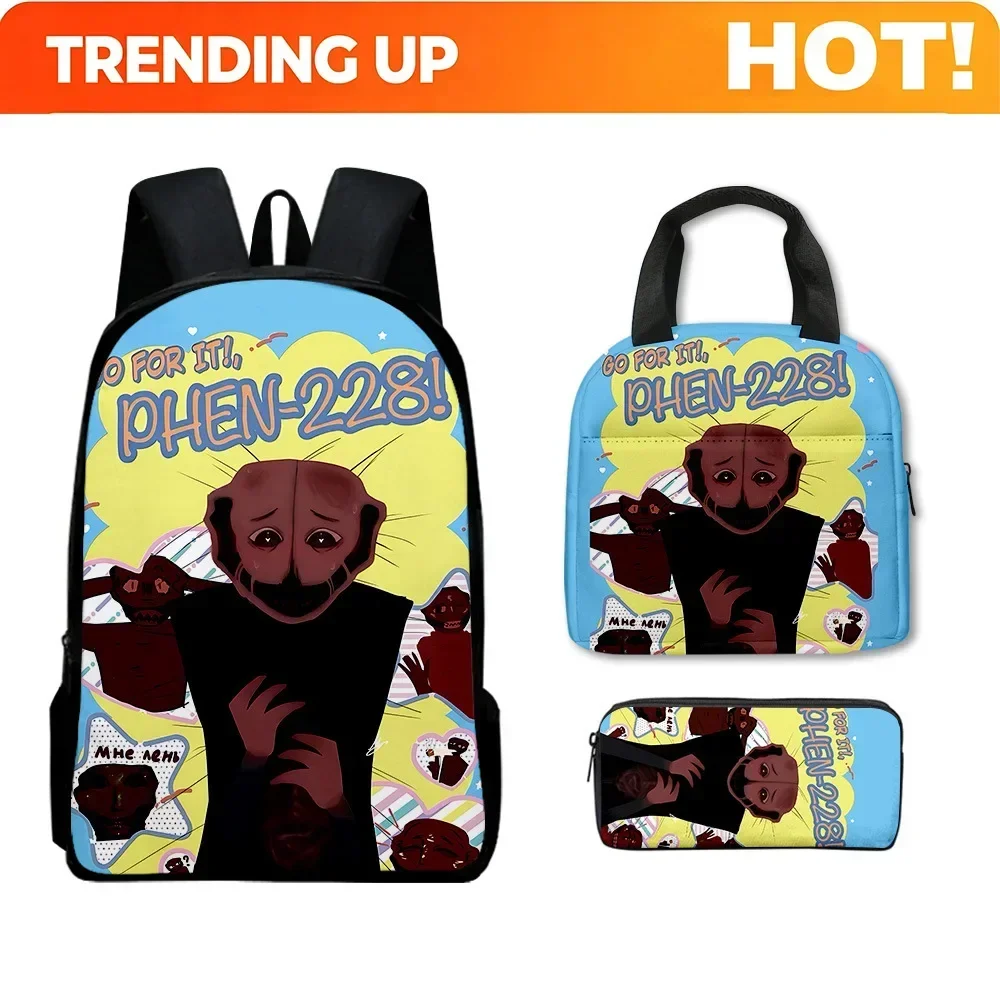 Custom Bag Cartoon Popular Funny Novelty The Boiled One 3D Print 3pcs/Set Student School Bags Laptop Daypack Backpack Lunch Bag