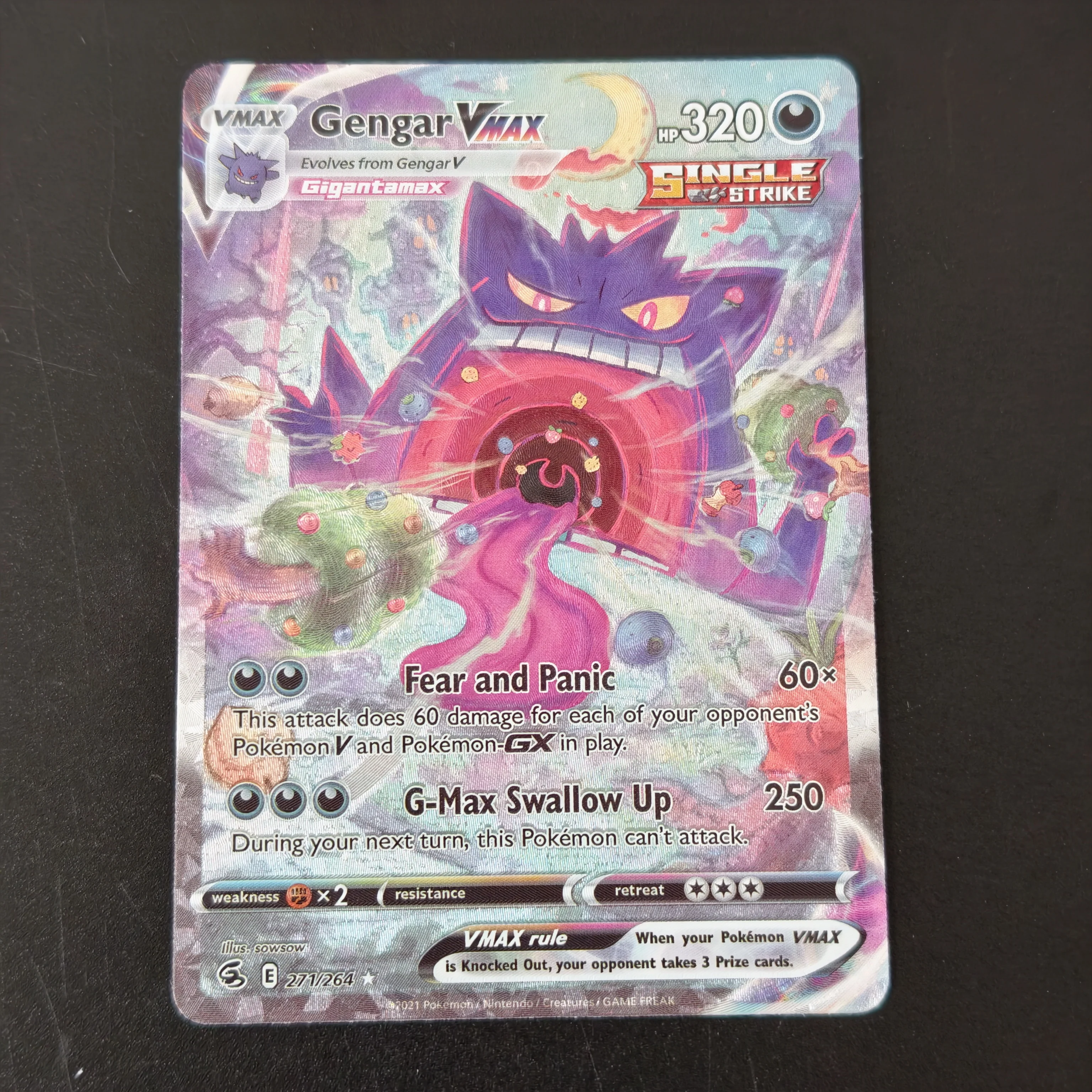 DIY English Pokemon Alternate Art Reshiram ex Zekrom ex Umbreon VMAX Gengar VMAX TCG Holo Flash Card Game Anime Cards Gift Toy view 6