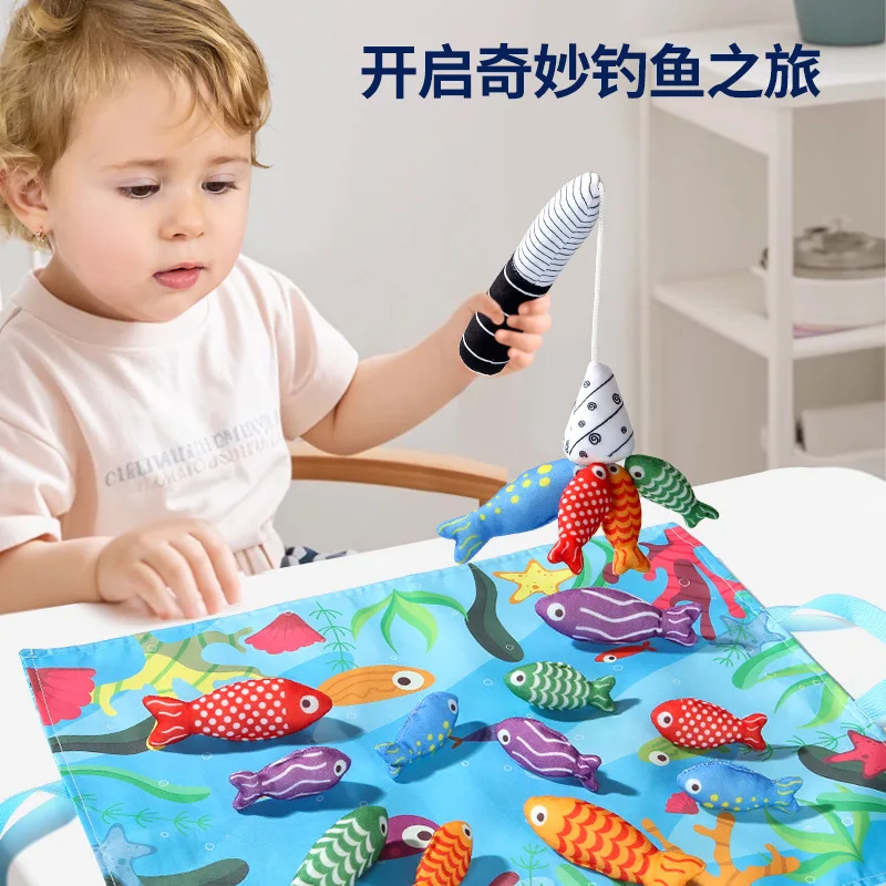 

Children's fun 3D fishing toys magnetic puzzle matching digital storage mat early education kindergarten fish rod fishing game