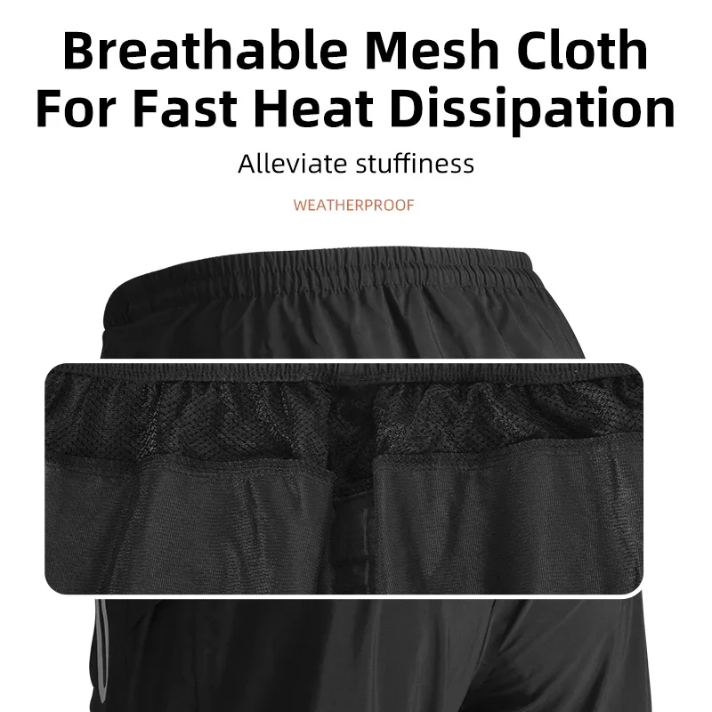 ROCKBROS Cycling Waterproof Pants Men Women Casual Breathable Outdoor Bike Motorcycle Elastic Drawstring Rainproof Bottoms