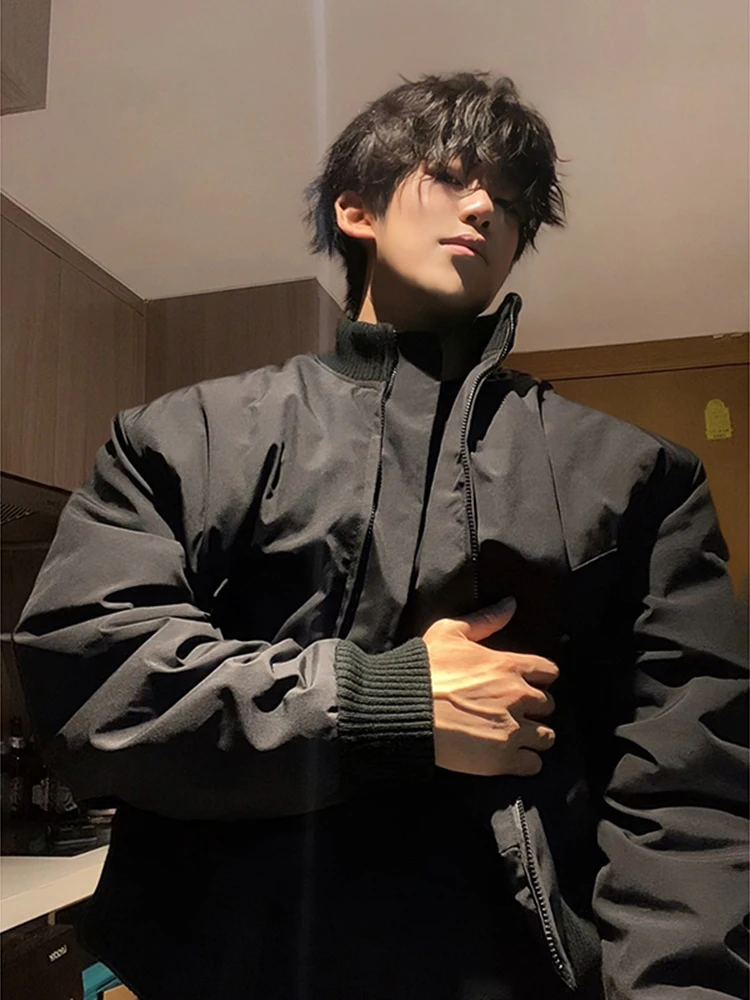 

Cleanfit Men's Cotton Flight Jaet ort American Sle Stand Collar Winter Coat Loose Fit Anti-Wrinkle Polyester Fiber