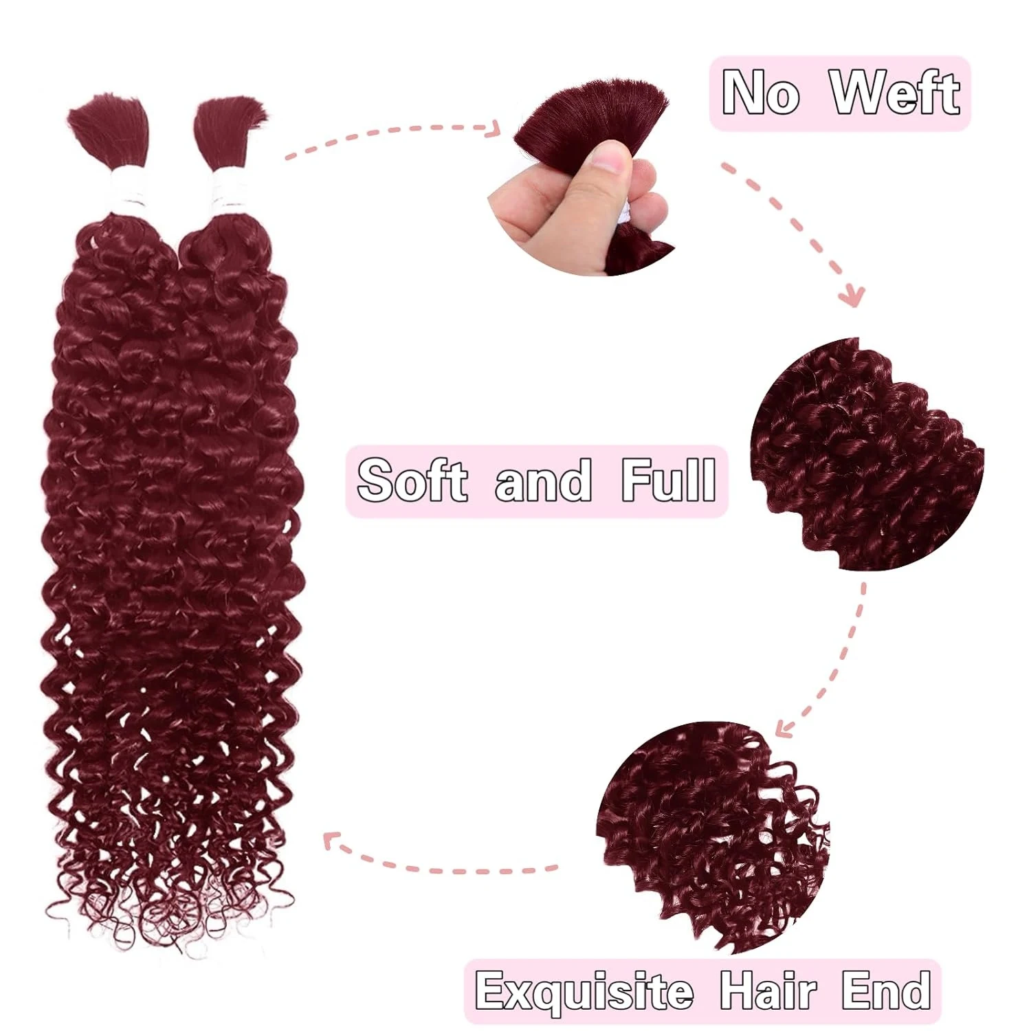 Pacotes brasileiros do cabelo da onda profunda, cabelo humano maioria, cabelo virgem não processado, micro trança, nenhuma trama, 100g