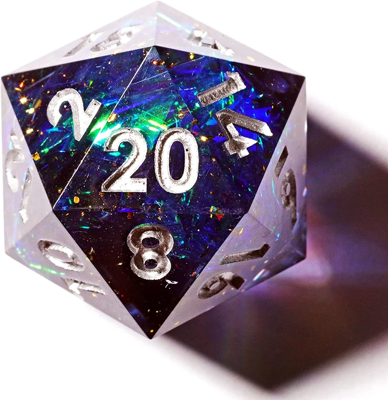 MINI PLANET Polyhedral Resin D20 Dice With Sharp Edges D&D 20 Sided Dice For RPG Table Board Games Handcrafted D20 Dice