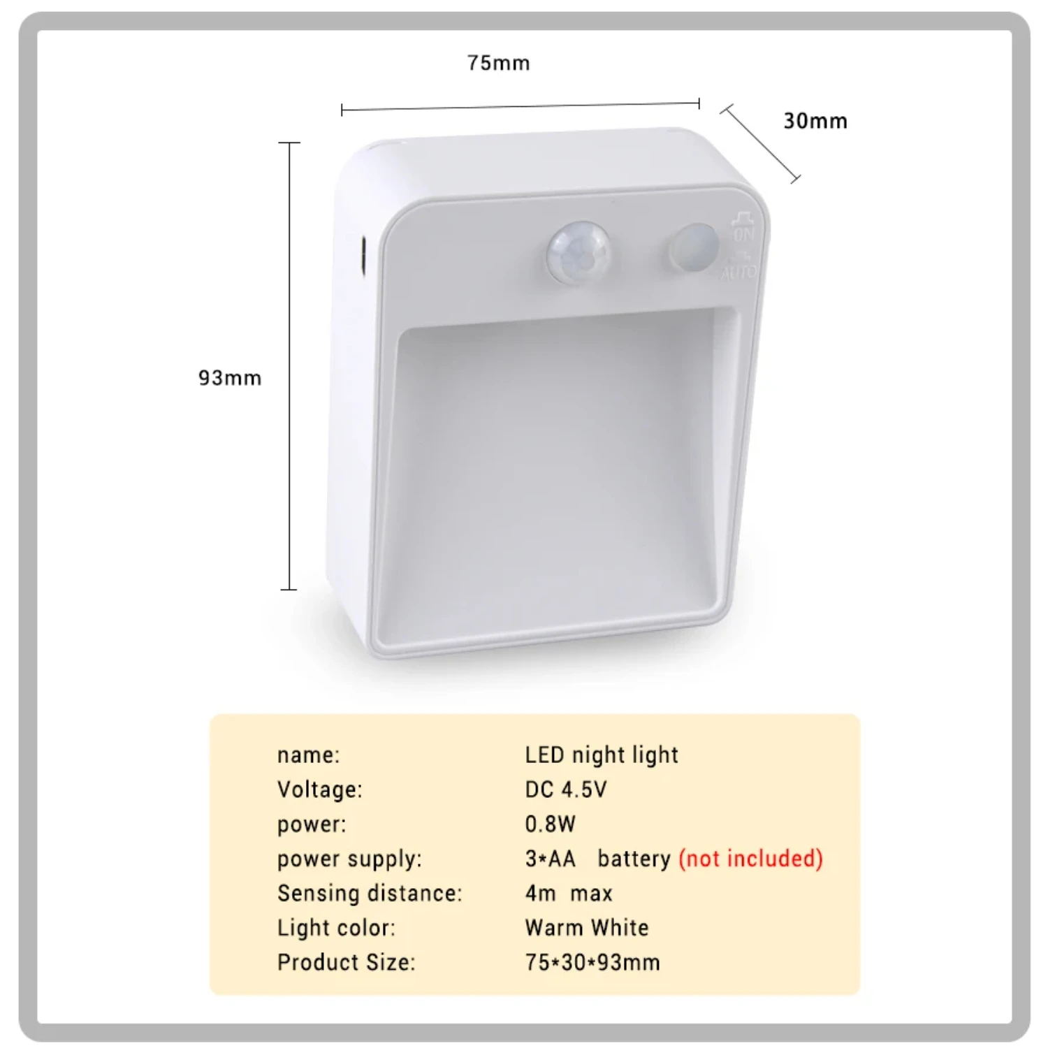 Wireless Motion Sensor LED Night Light - Energy-Efficient, Portable - Always on/Auto Modes - Bedroom, Bathroom, Cabinet, Stairs 