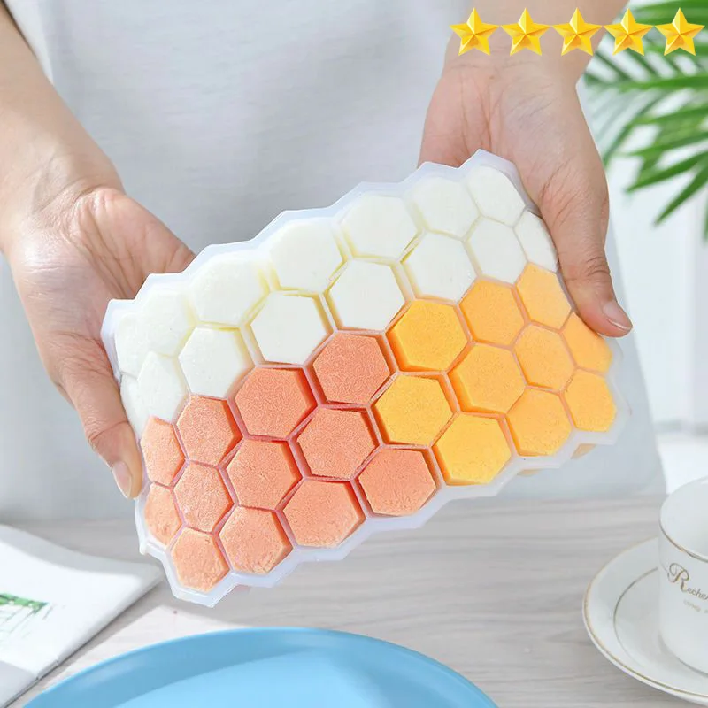 【Hot sales】Food grade silicone Honeycomb Ice Cube trays with LIDS - easy to remove molds for ice cream, cold drinks